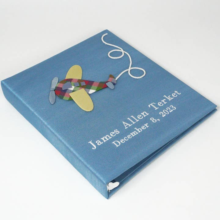 MARCELA - Wholesale Memory Book - Kids & Baby - Baby Memory Book- Airplane on Shantung5
