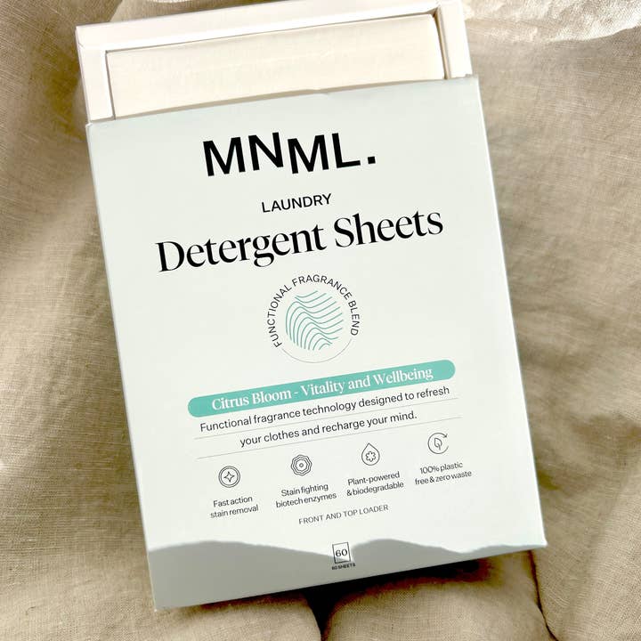 MNML (USA) - Fresh Laundry - Vente Lessives en poudre/dosettes - Feuilles de lessive CITRUS Vitalité + Bien-être (paquet de 60)1
