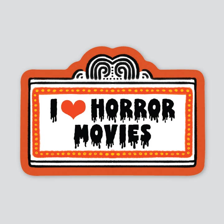 I Heart Horror Movies Sticker 3" for wholesale by Artful Pixels