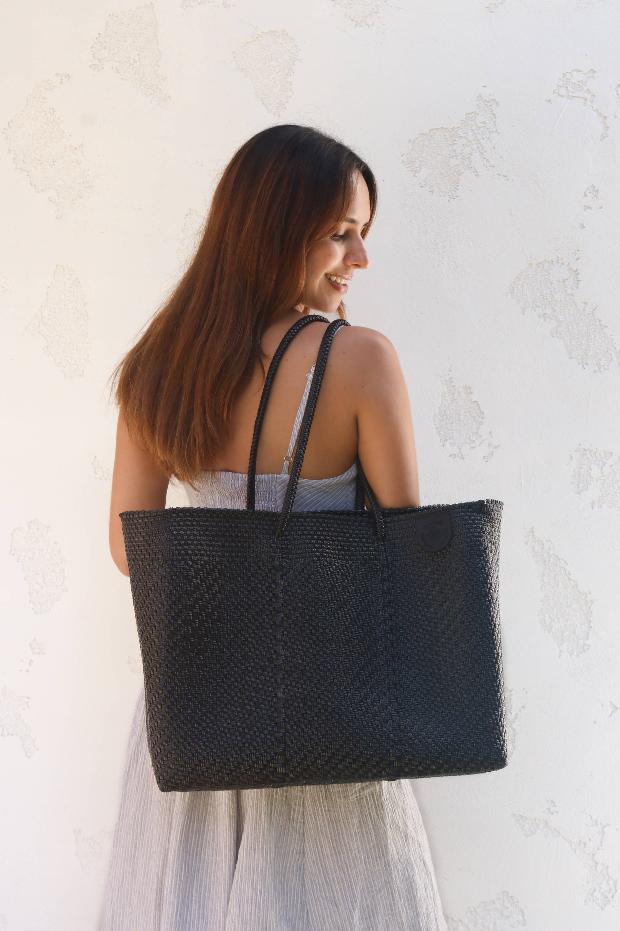 Tin Marin - Wholesale Tote Bag - Women's - All Black Recycled Plastic Beach Woven Super Tote5