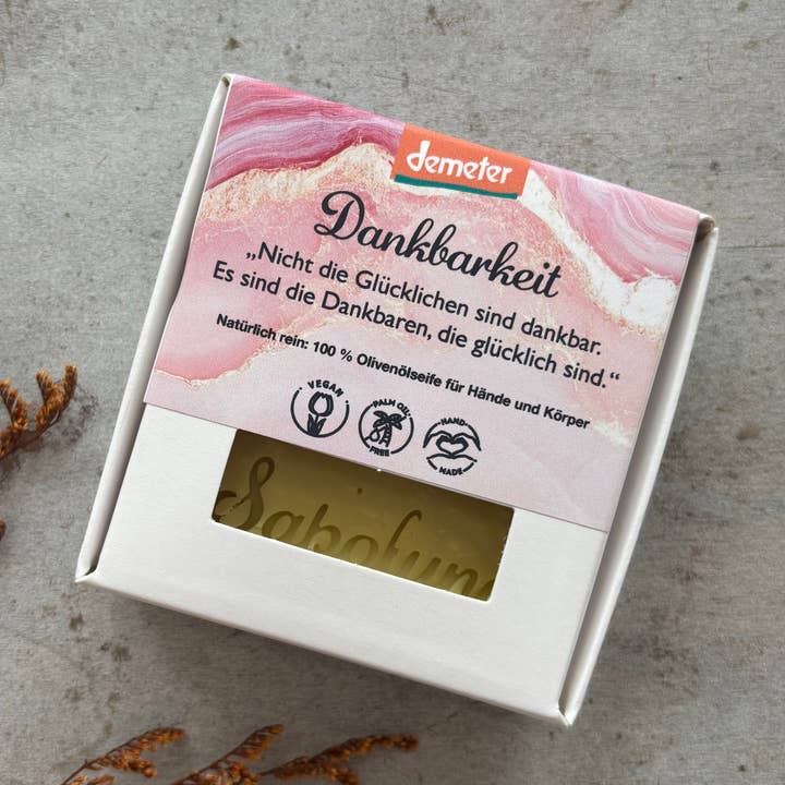 Gratitude - Savon à l'huile d'olive 70g pour la vente par seifenwaren.de