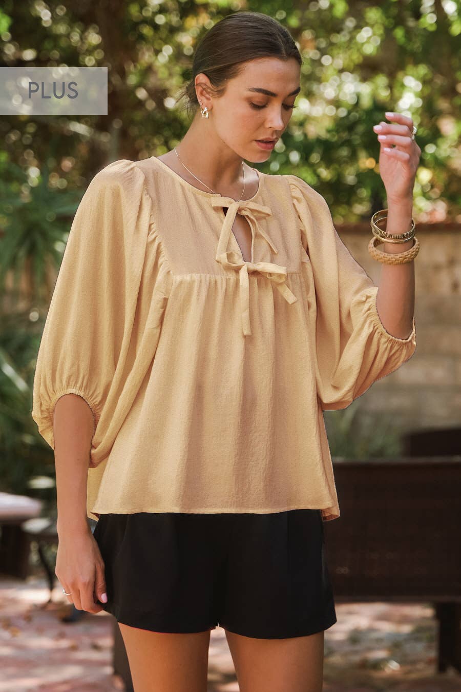 Oddi - Wholesale Blouse - Women's - Plus Solid Airflow Batwing 3/4 Sleeve Top13