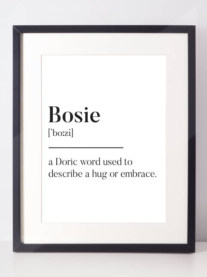 Bosie Scottish Slang Definition Unframed Print for wholesale by Kalloway Design