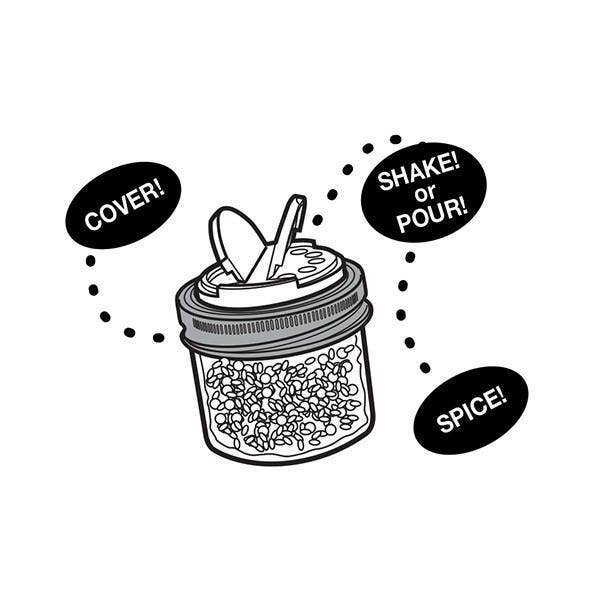 Fox Run Brands - Vendita all'ingrosso Contenitori per alimenti - Coperchio Fox Run Brands per barattoli Mason a bocca regolare, per spezie, nero o bianco9