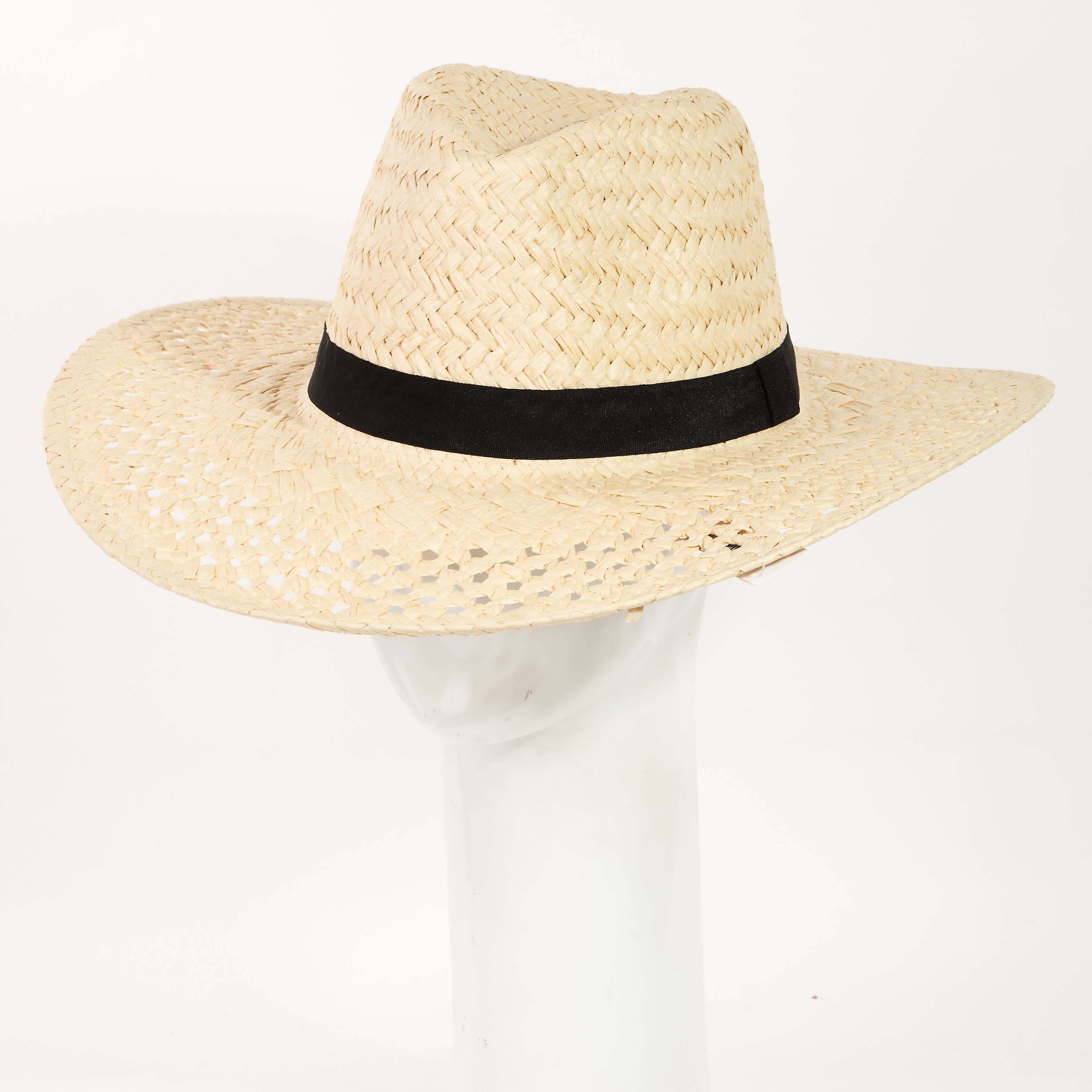 Collections by Fame Accessories - Wholesale Straw Hat - Women's - Basket Weave Straw Sun Hat3