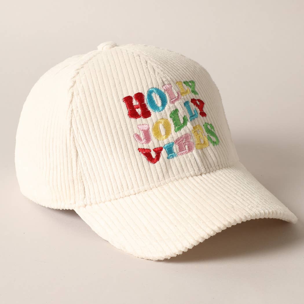 Fashion City - Wholesale Baseball Cap - Women's - Holly Jolly Vibes Embroidery Corduroy Cap14