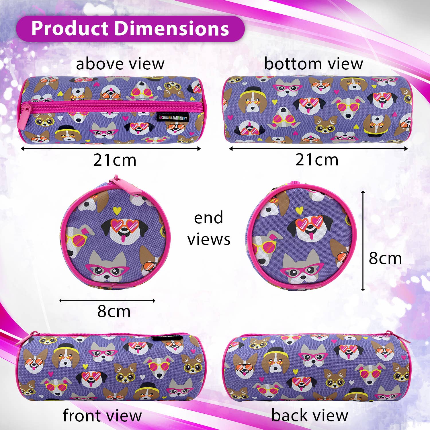 Powell Creative Products Ltd – wholesale Pencil case/pouch – Pencil Case for Girls and Kids Cute Dogs Purple Pencil Cases2