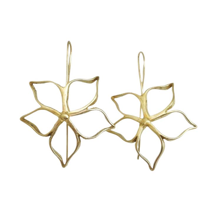 Irregular Hook Earring Blom G in Gold Plated (Brass) for wholesale by Gloria Mago