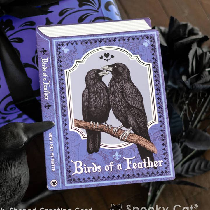 Birds of a Feather Book Valentine's Card for wholesale by Spooky Cat Press
