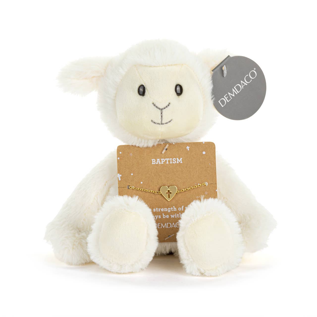 DEMDACO - Wholesale Stuffed/Plush Toy - Kids & Baby - Baptism Lamb + Bracelet - 8in3