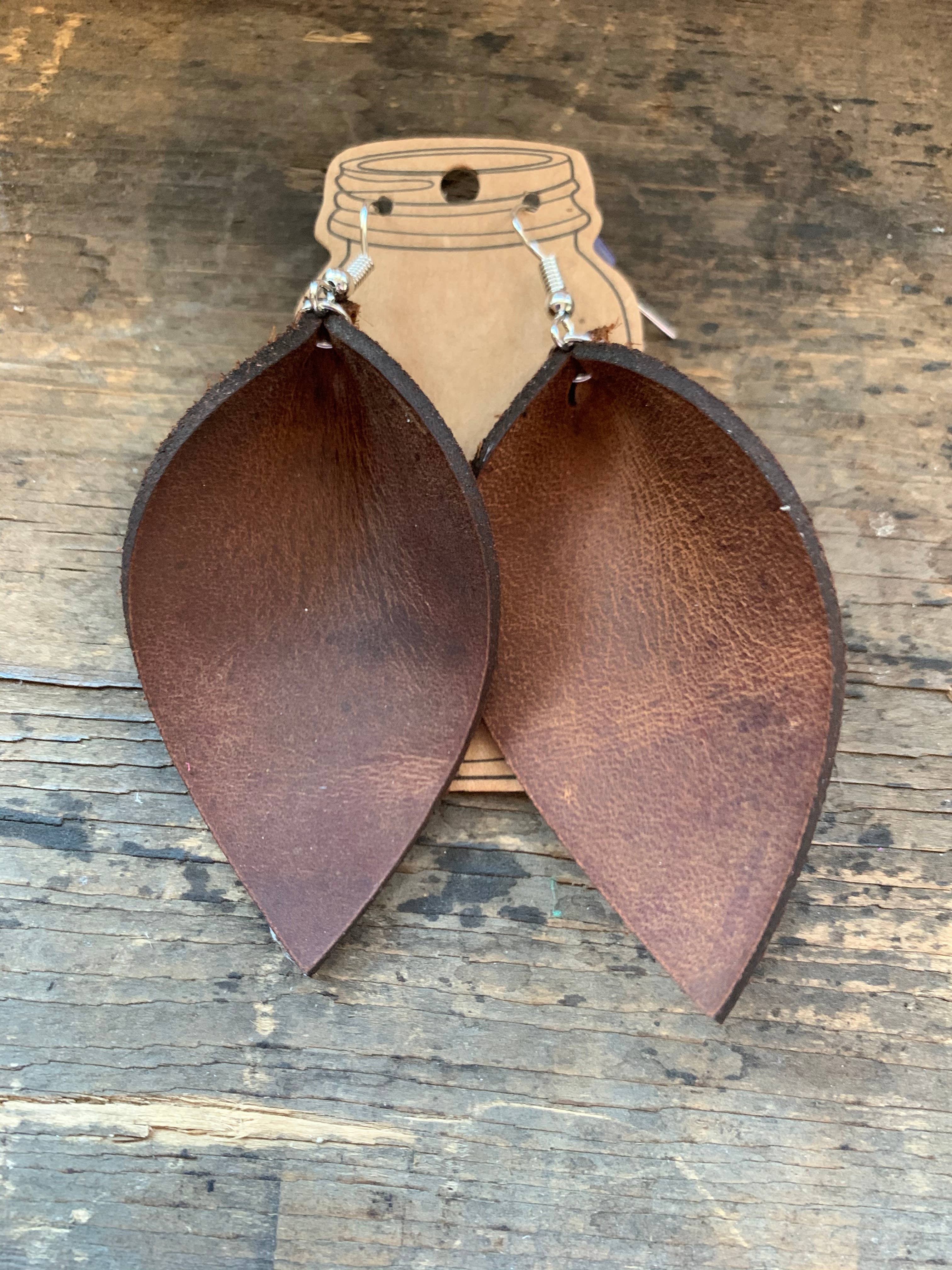 Jill's Jewels - Vendita all'ingrosso Orecchini pendenti - Orecchini in pelle nabuk rustica marrone4