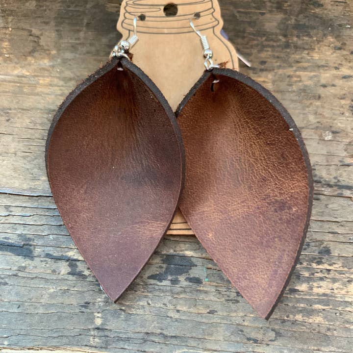 Jill's Jewels - Vendita all'ingrosso Orecchini pendenti - Orecchini in pelle nabuk rustica marrone4