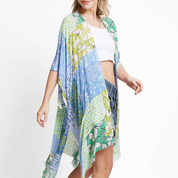 Fashion City - Wholesale Kimono - Women's - Mixed Floral Print Summer Kimono Cover-Up1