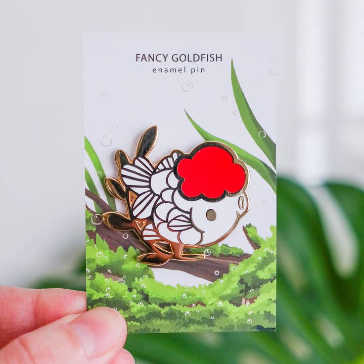 Enamel Pin - Fancy Goldfish - Red Cap Oranda for wholesale by Thousand Skies