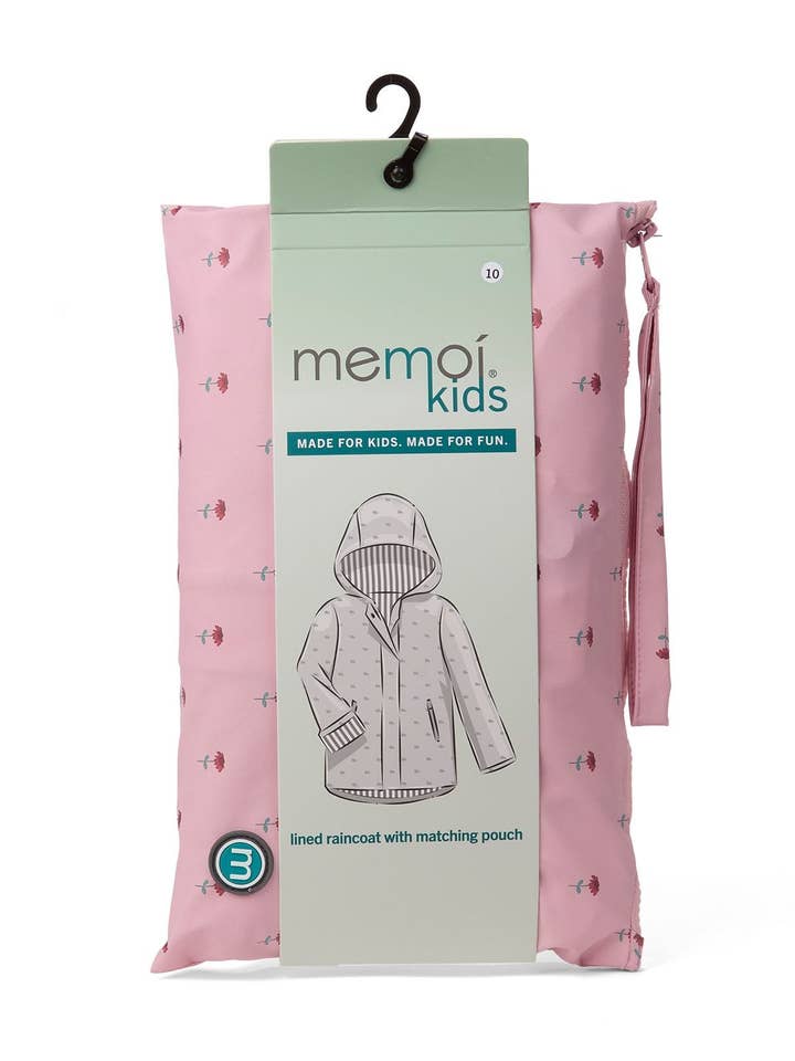 Pink Flowers In Bloom Lined Kids Raincoat with Pouch for wholesale on Faire3