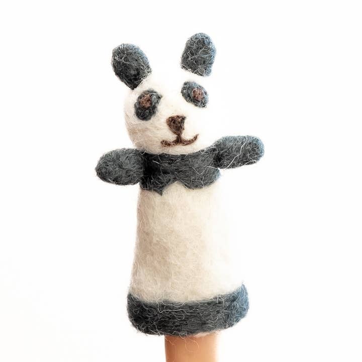 Panda Finger Puppet, Handmade, Needle Felted, 100% Wool for wholesale by Everest Pet Supply & Gifts