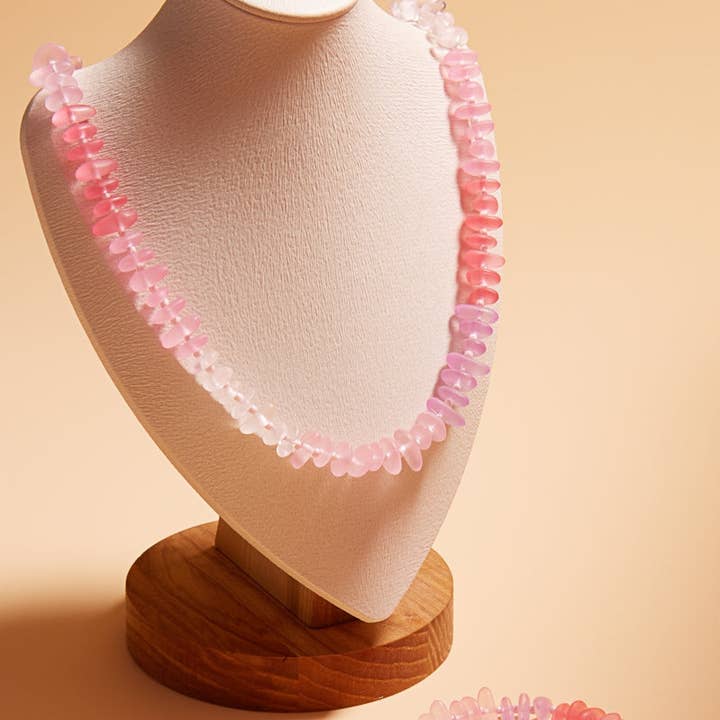 Organic Shaped Faux Seaglass Beaded Short Necklace for wholesale by Verita Lane