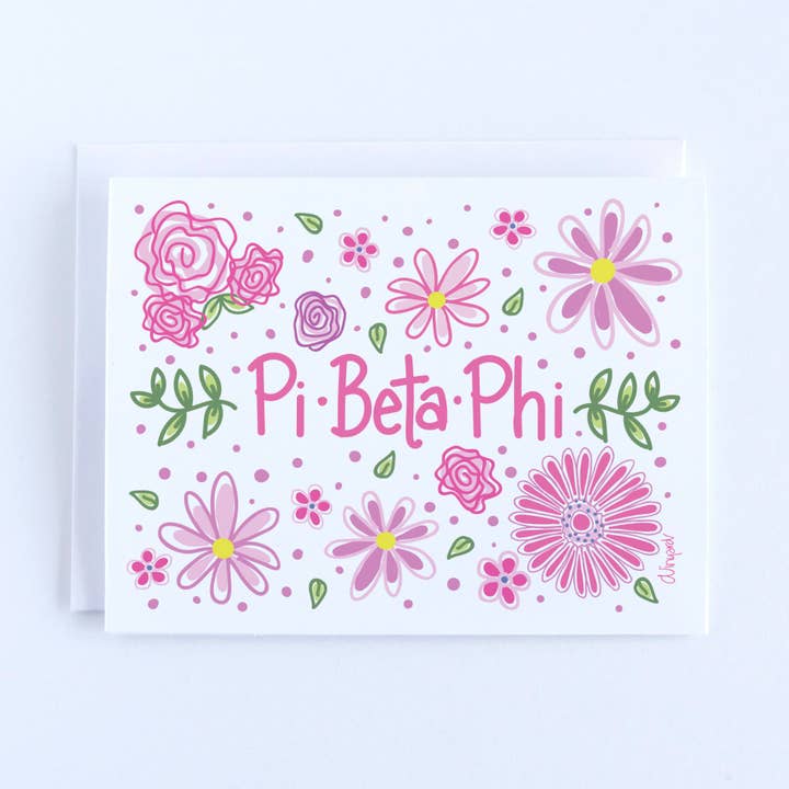 Pi Beta Phi Vines and Blooms Sorority Notecard Set for wholesale by Debbie Vinyard