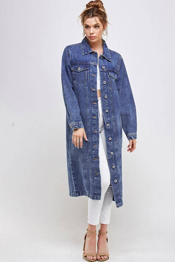 BLUE AGE – wholesale Denim jacket – Women's – Long Trench Coat Denim Jean Jacket (OPEN PACK)4