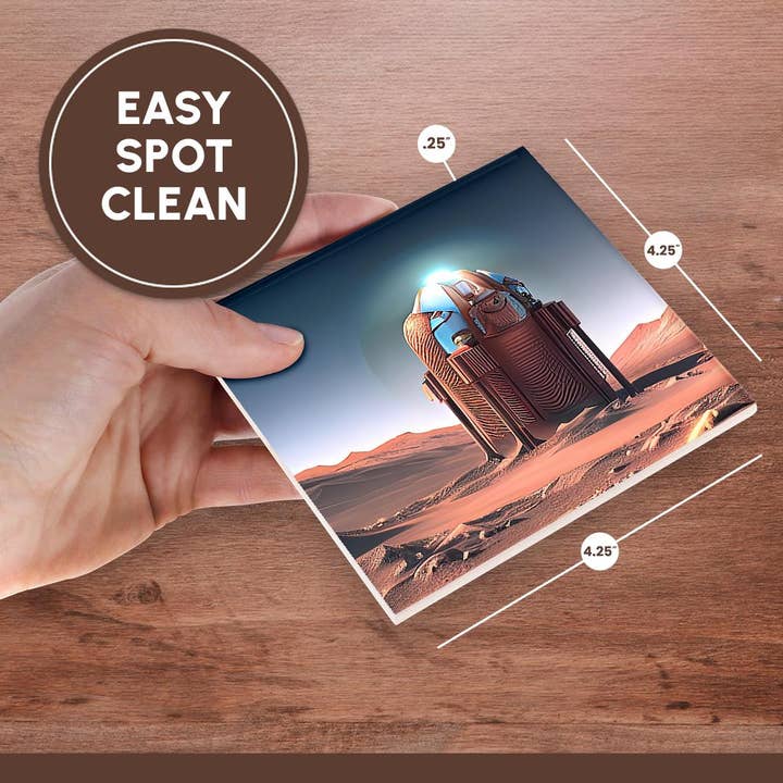 3dRose - Wholesale Coasters - 3dRose, Fantastic automatic scientific module on Mars. Blue beacon light, Coaster6