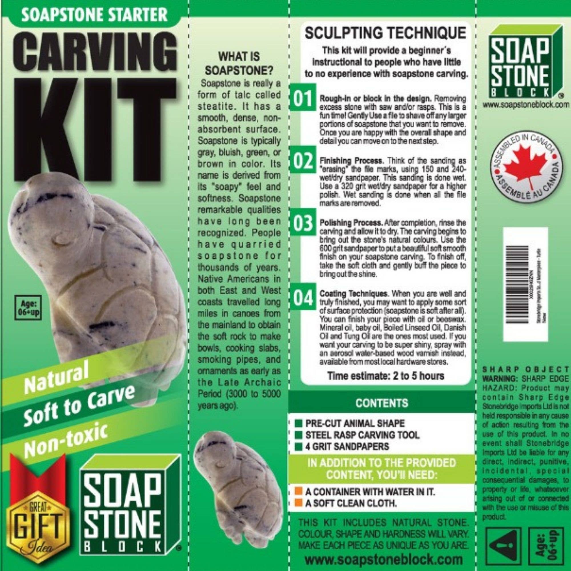 Soapstone Block - Wholesale DIY Craft Kit - Soapstone Carving Kit - Turtle4