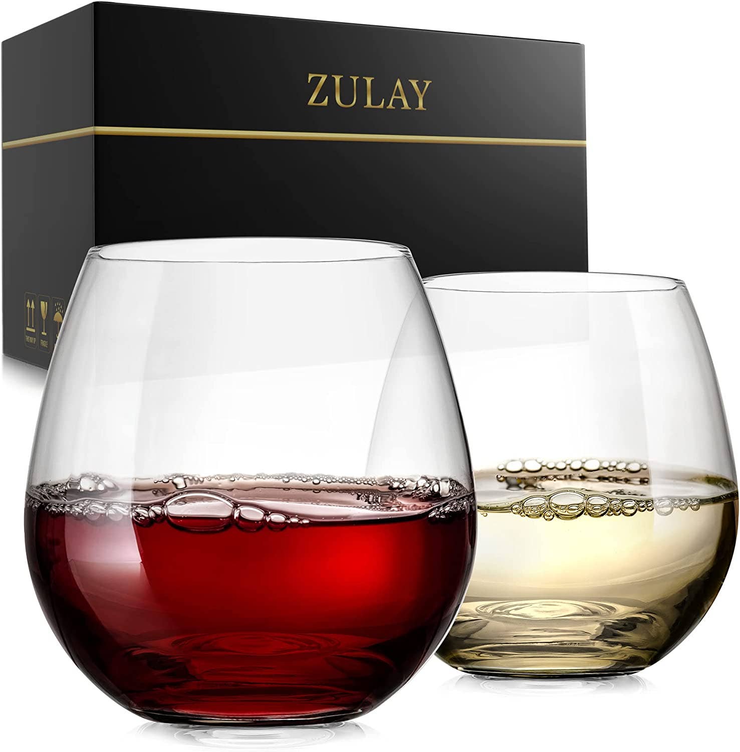 Wholesale 14.5 oz Stemless Wine Glasses Set - Heavy Base for your store -  Faire