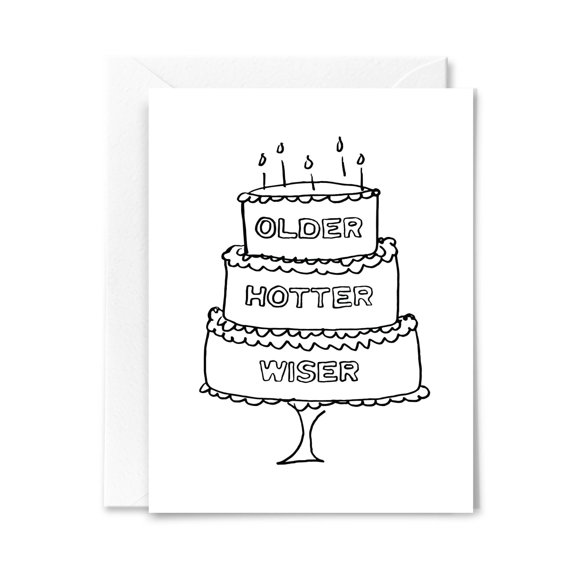 Studio Conroy - Wholesale Birthday Card - Older Hotter Wiser Cake Card