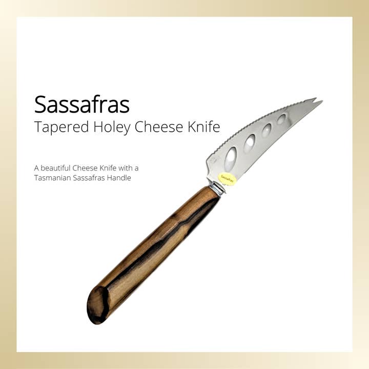 Tassie Timber Things – wholesale Cheese spreader – Tapered Holey Cheese Knife With A Tasmanian Timber