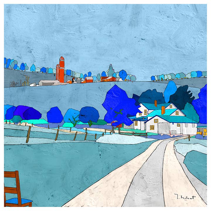 Country Road Farmhouse and Farm Impressão Artística de Arquivo Assinada por atacado de Ynon Mabat