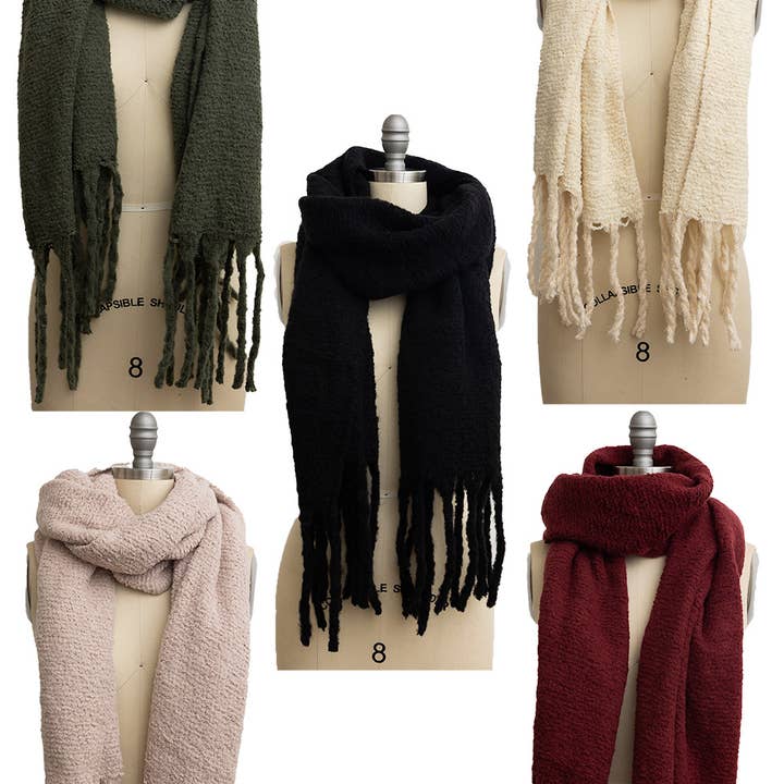 Leto Accessories - Wholesale Scarf - Women's - Cozy Knit Scarf with Tassels - Classical Bestseller!