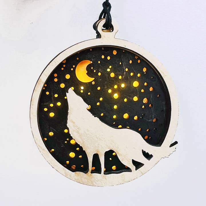 Squirrel Tacos Papercuts – Ornamento por atacado – Ornamento - Lobo Uivante - Light Up Decoração de Natal0