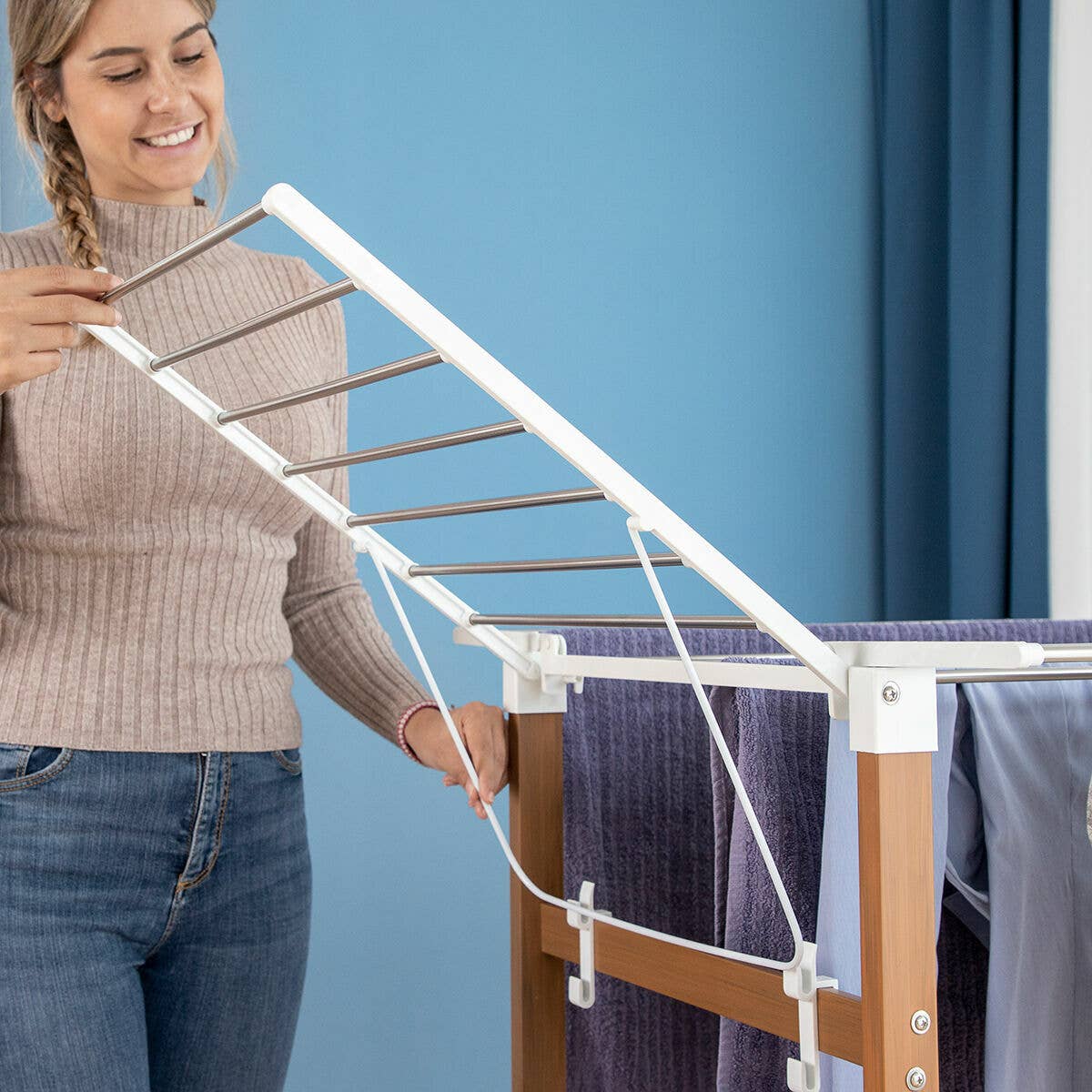 InnovaGoods - Wholesale Clothes Hangers - Dreeyl InnovaGoods 38 Bar Vertical Folding Drying Rack with Wheels2