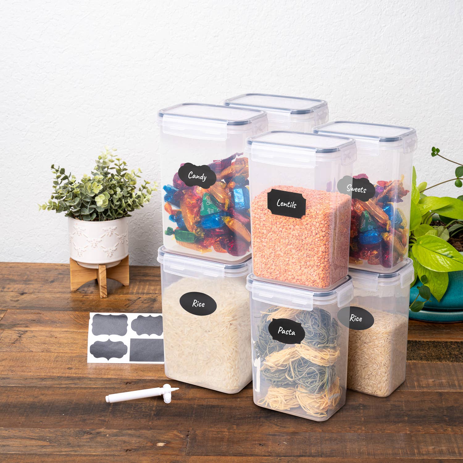 Lexi Home - Wholesale Food Storage Container - 2-Liter Plastic Food Storage Containers Set of 8 with Labels1