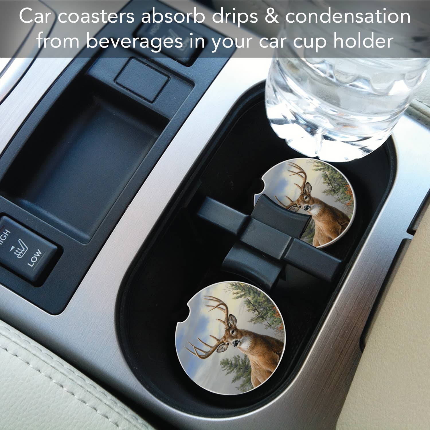 CounterArt/Highland Home/Thirstystone/CoasterStone – Base de copos para carro – Unissexo por atacado – Montanha de carro absorvente de luz matinal 1 Pk4