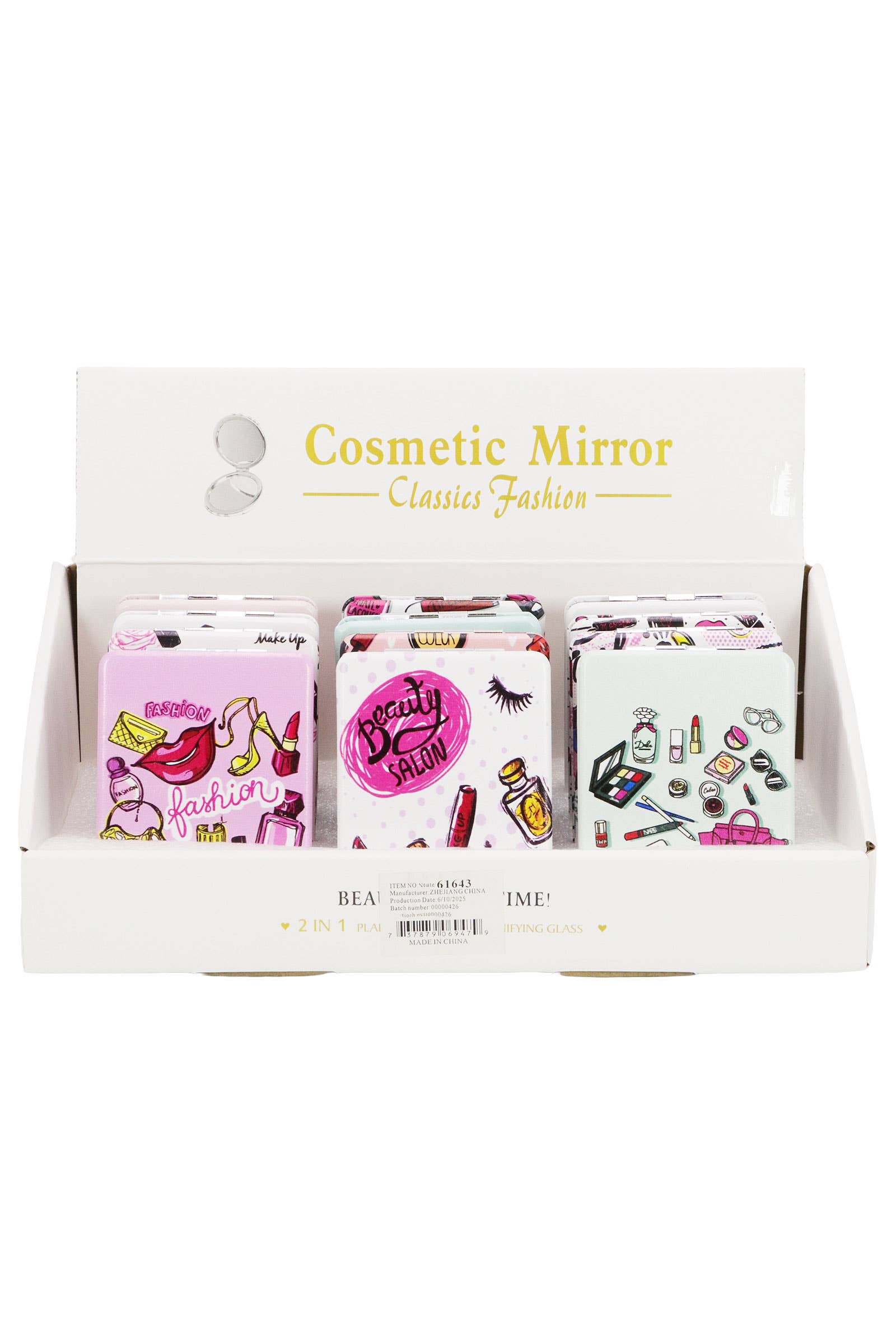 ASSORTED Beauty Salon Makeup Compact Mirror for wholesale on Faire2