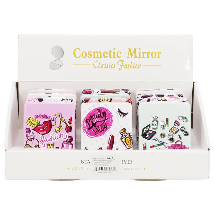 ASSORTED Beauty Salon Makeup Compact Mirror for wholesale on Faire2