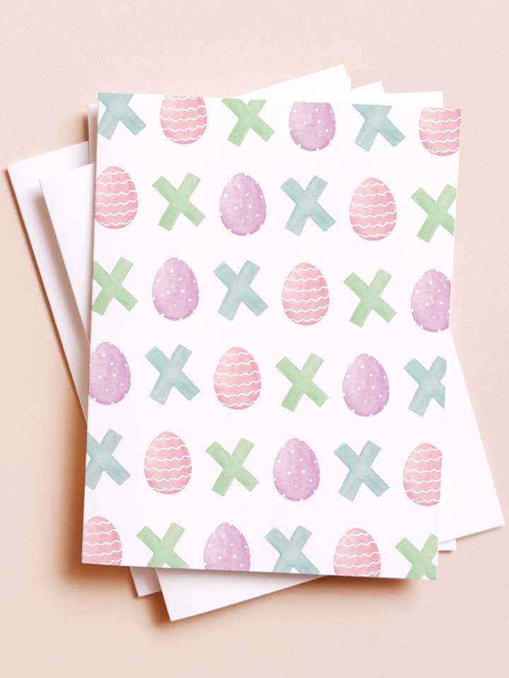 XOXO Eggs — Pretty Pastel Easter Card for wholesale by Amy Zhang