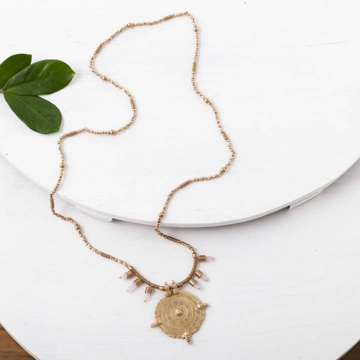 Collana Tribal Compass, quarzo rosa per la vendita all'ingrosso da parte di Baizaar