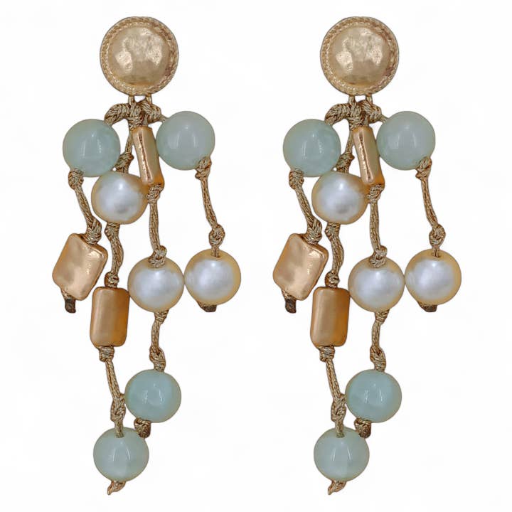Coastal Beaded Pearl Earrings | Handmade Statement Jewelry for wholesale by Bijoux Envie Statement Jewelry