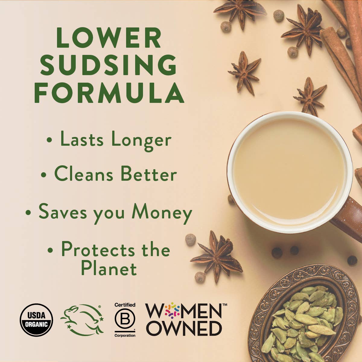 Rebel Green - Vente Produit vaisselle - Savon à vaisselle - Thé Chai 16oz (unité)3