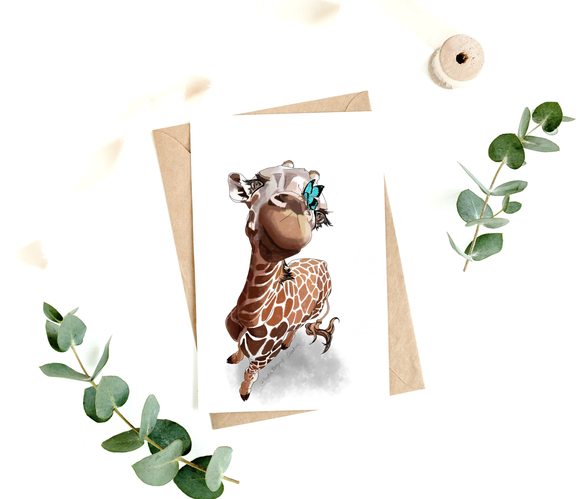 Kristin Bergene Creative LLC - Wholesale Season's Greetings Card - Giraffe & Butterfly Greeting Cards | Blank Inside, Set of 103
