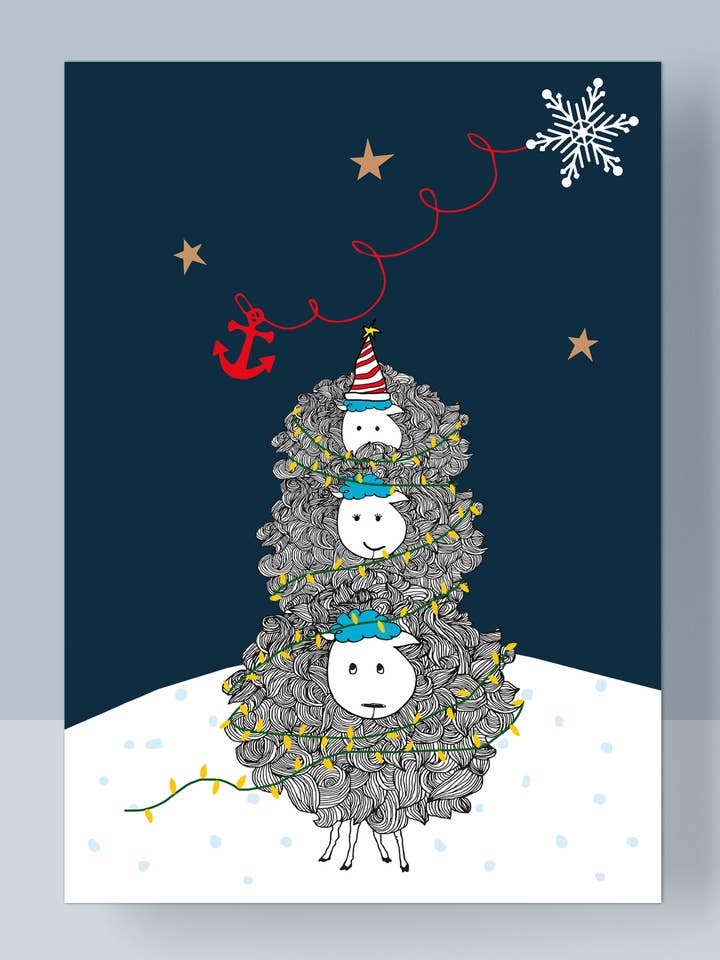 Julkort A6 - Får Snowman för wholesale av HEIMARTLIEBE®