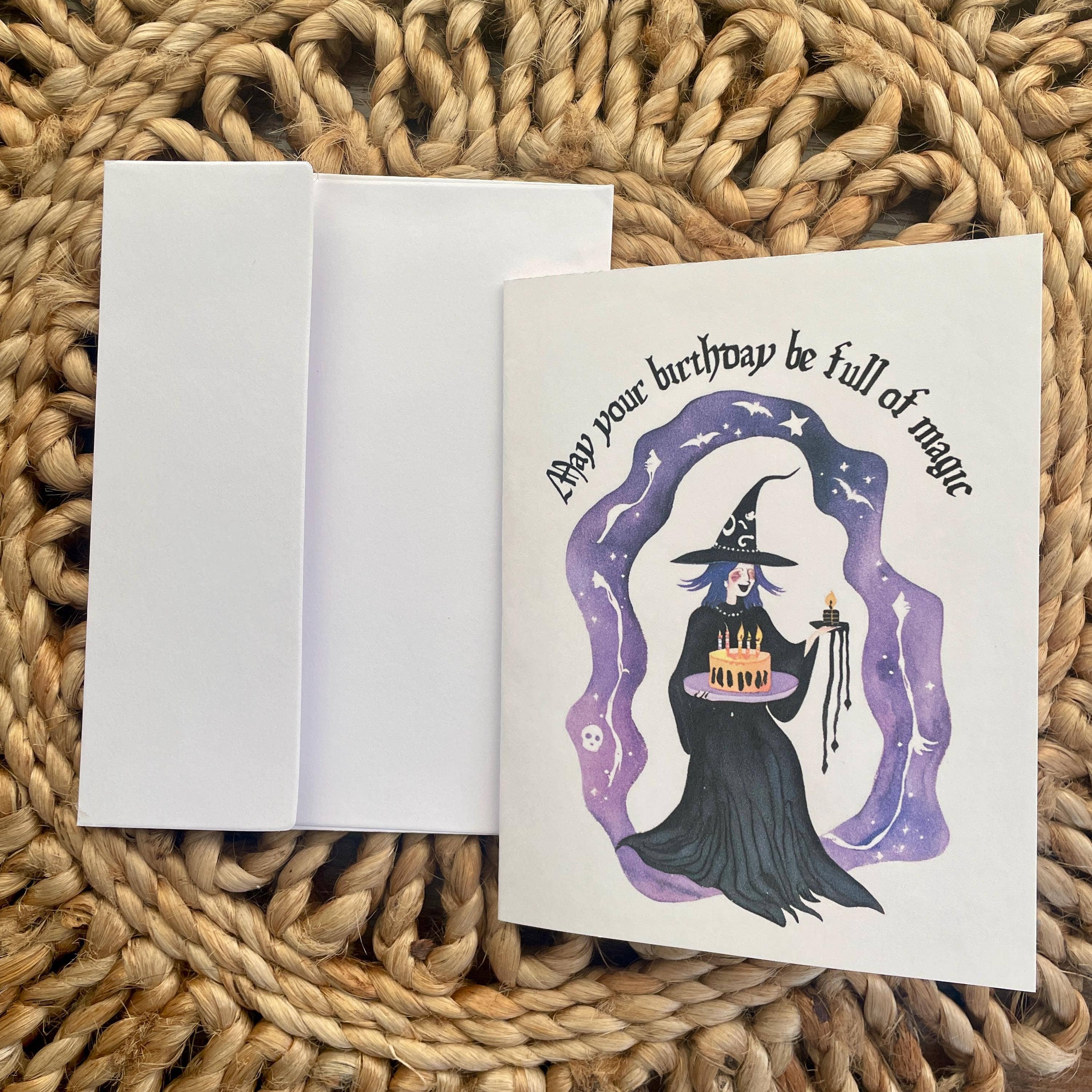 Cryptic Paper Co. - Wholesale Birthday Card - Cute Witch Magical Goth Halloween Time Birthday Card 0