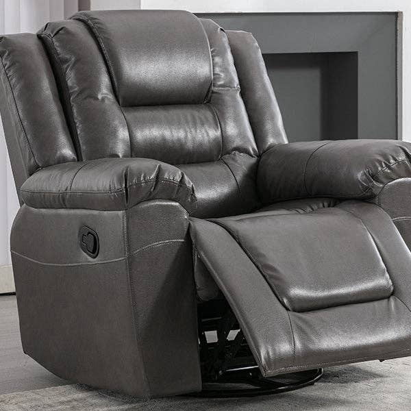 Orange County Decor - Wholesale Chair - 360 Swivel And Rocking Home Theater Recliner Manual Recliner Chair With Wide Armrest For Living Room,Bedroom, Grey Grey Foam Pu3