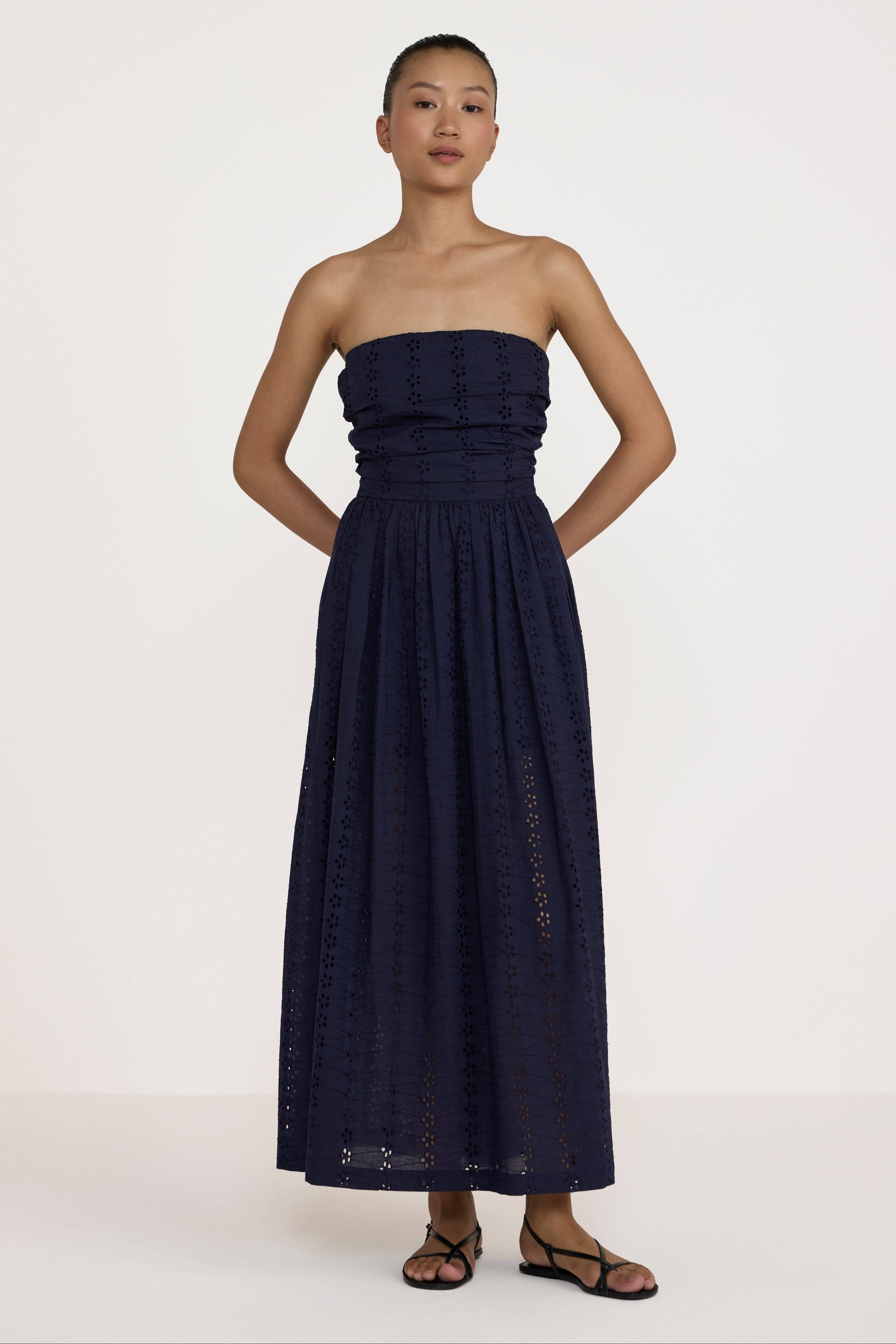 LAUDE the Label - Wholesale Dress - Women's - Strapless Tie Back Dress - Navy Lace2