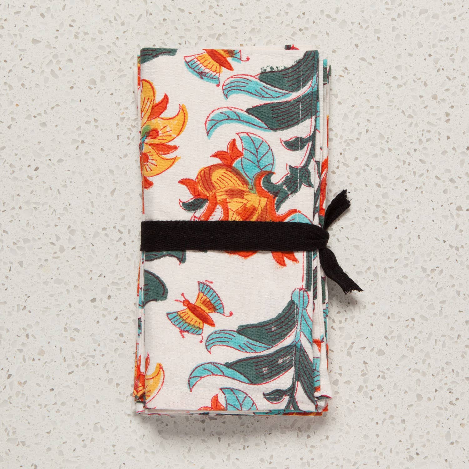 Danica Heirloom - Wholesale Dinner & Cloth Napkin - Marigold Block Print Napkins Set of 43