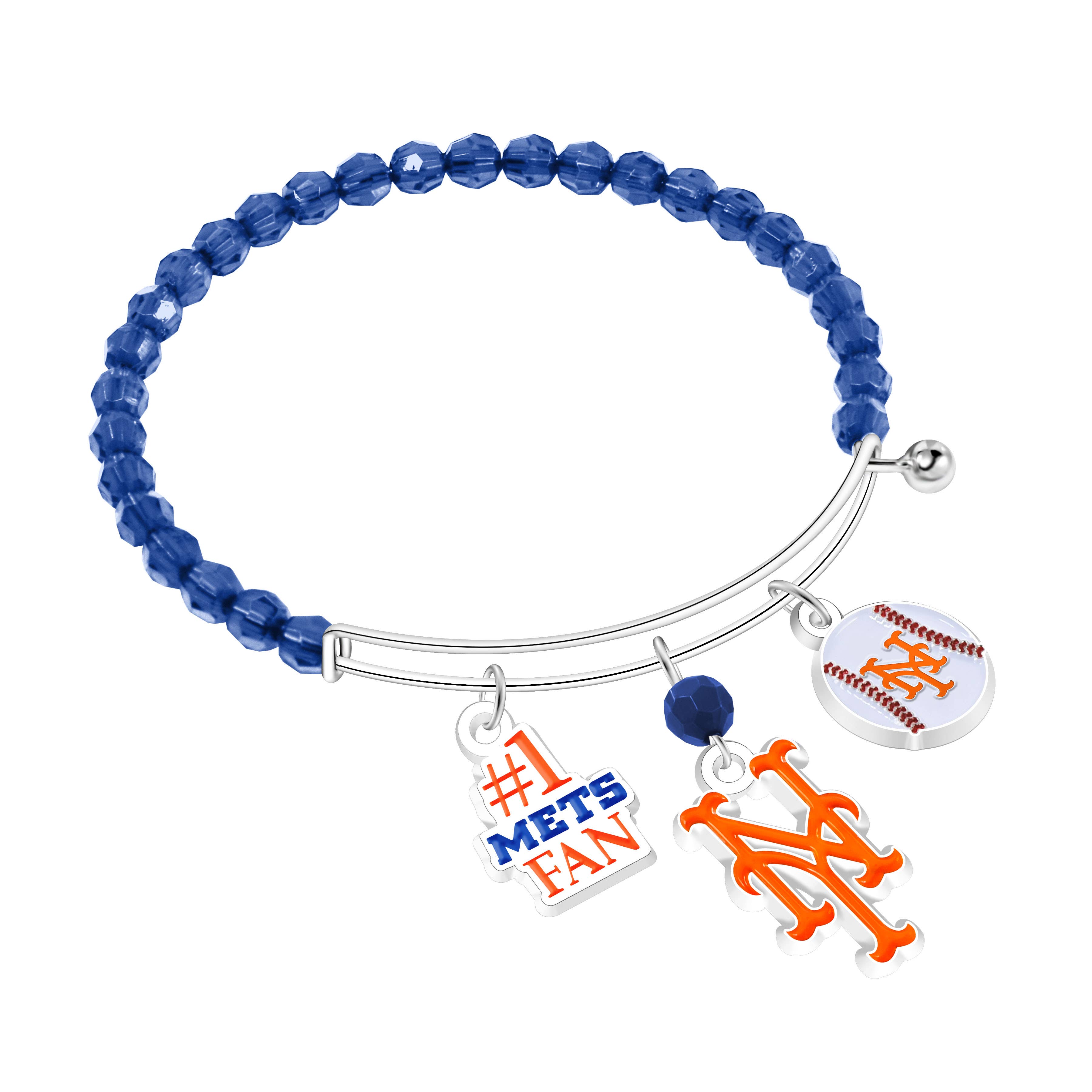Simran International - Wholesale Charm/Dangle Bracelet - MLB New York Mets Three Charm Logo Bead Bracelet0