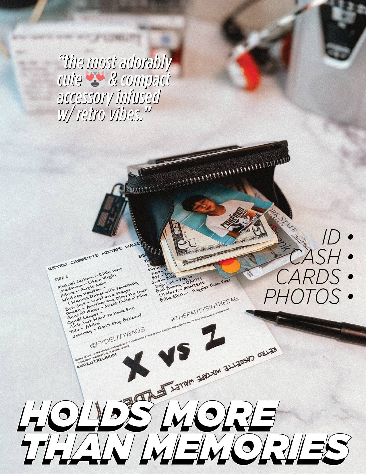 Fydelity - Wholesale Wallet - Unisex - Retro Cassette Wallet | 80s Card Holder Coin Purse | Black4