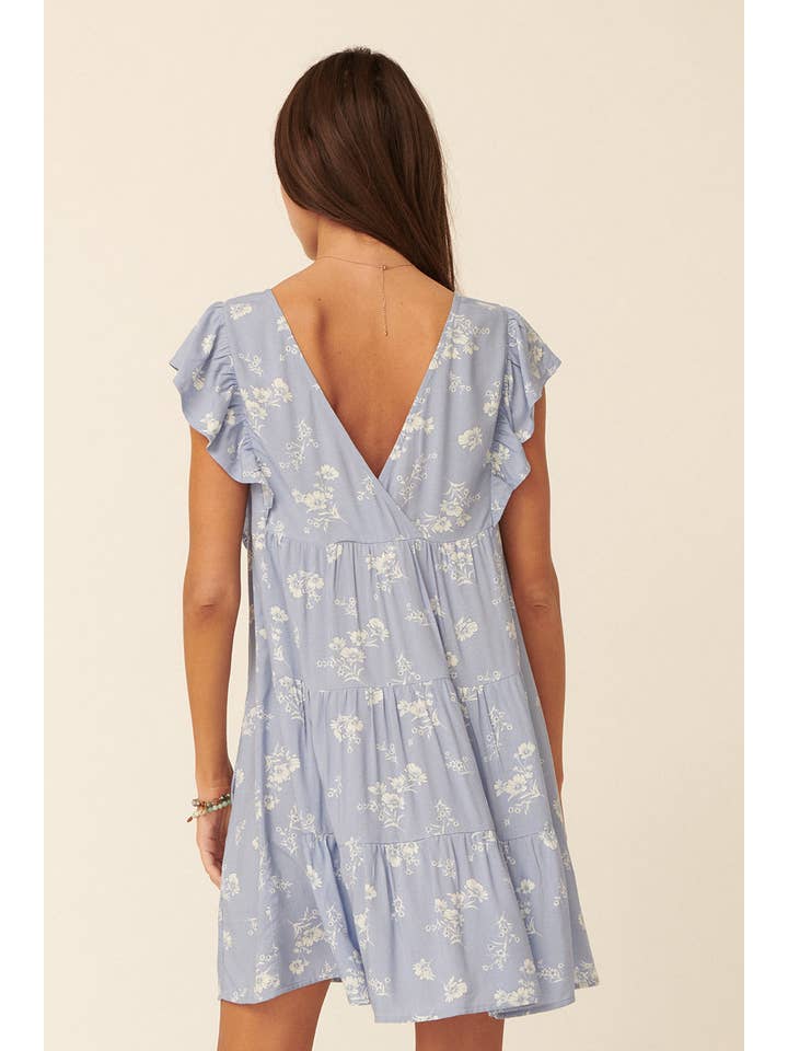 Promesa USA - Wholesale Dress - Women's - Floral Round Neck Ruffle Tiered Flare Mini Dress