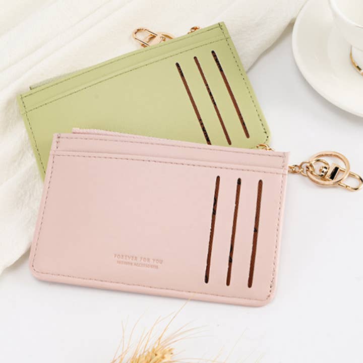 WOMEN SIMPLE SOLID COLOR WALLET WITH KEY RING_CWAB1239 for wholesale by ACCITY
